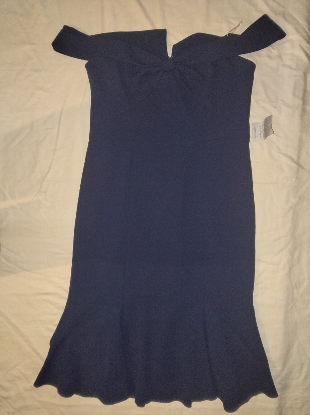 Gal Meets Glam One-Shoulder Navy Dress with Flounce Hem